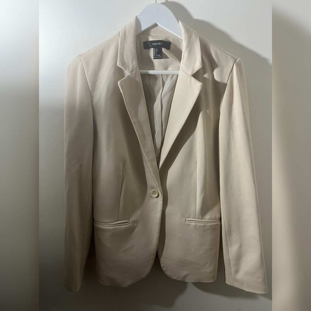 Forever 21 Cream Blazer with Notched Lapels